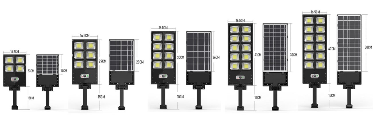 Taille des lampadaires à énergie solaire