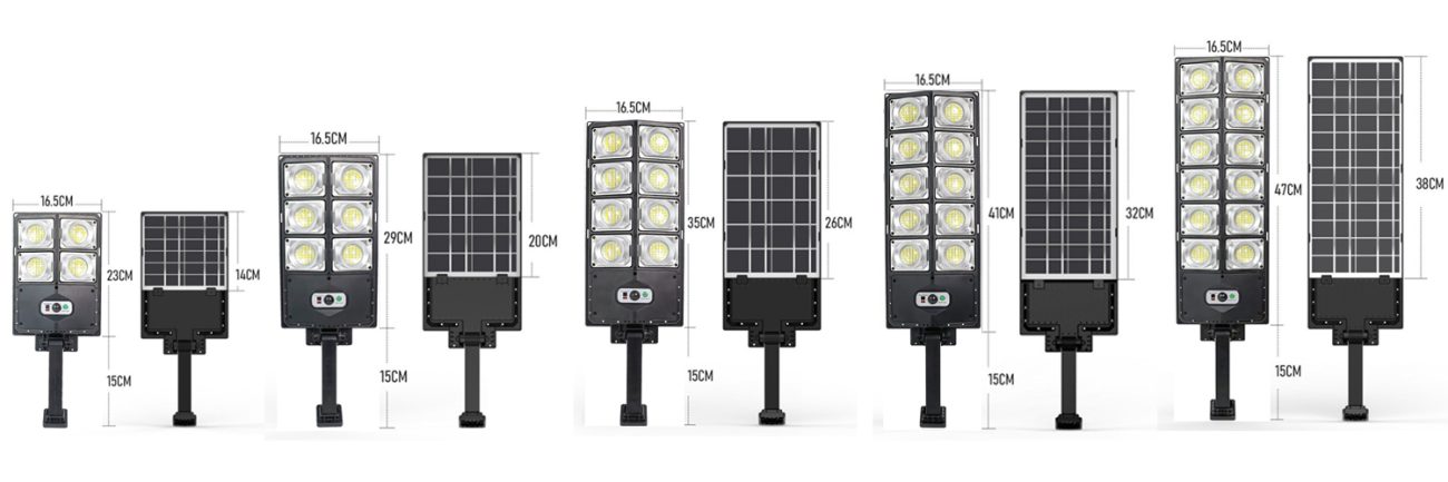 Taille des lampadaires à énergie solaire