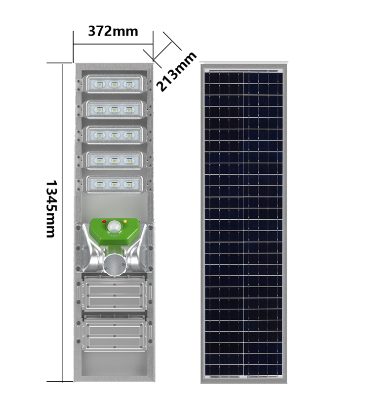 Taille des lampadaires solaires commerciaux
