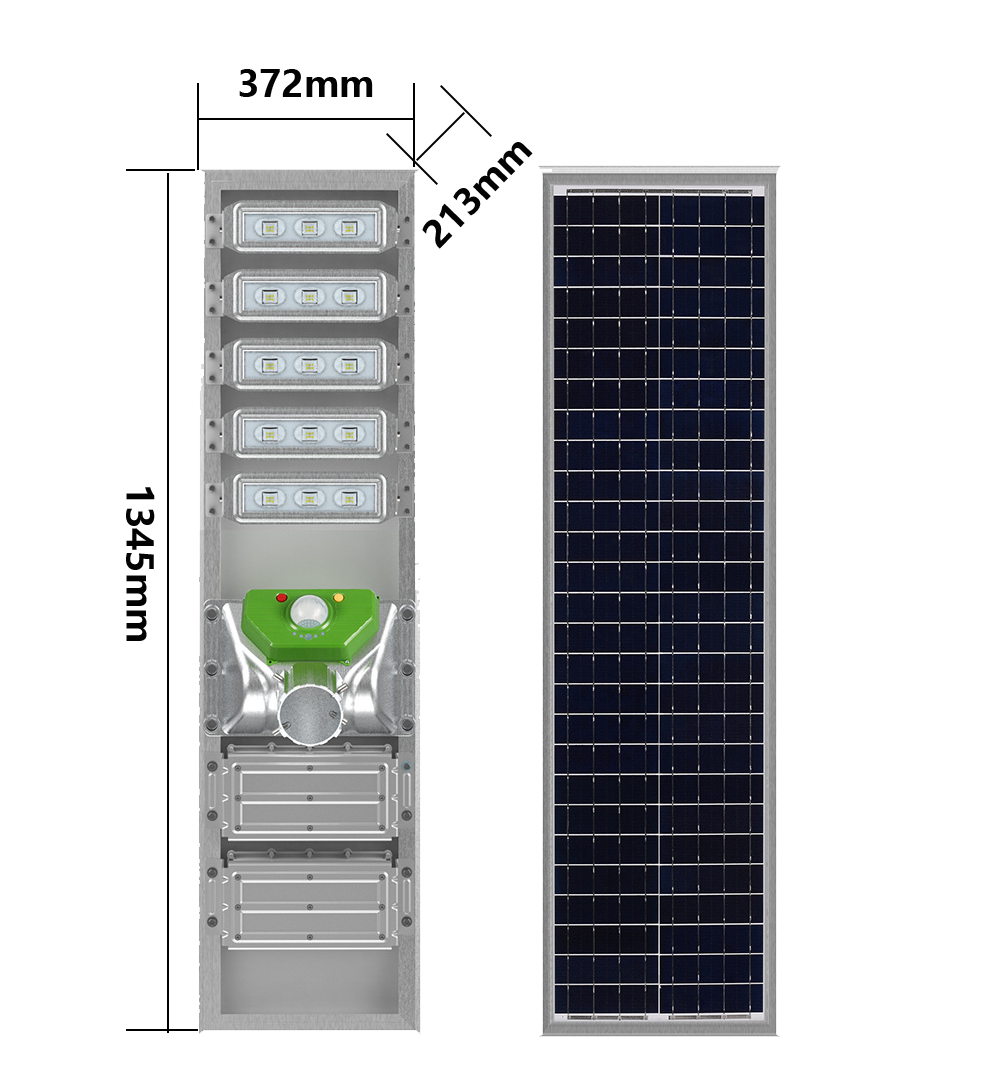 Taille des lampadaires solaires commerciaux