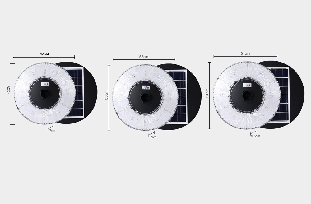 Taille des lampes solaires rondes de jardin